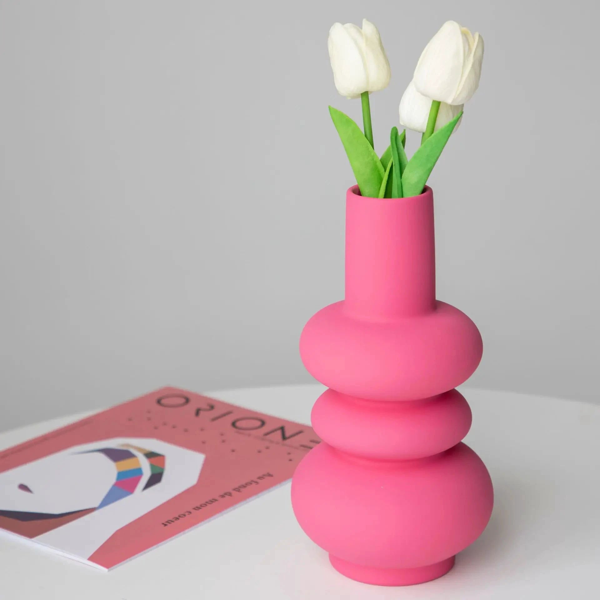 Vivid Pink Ceramic Vase by Bowlift
