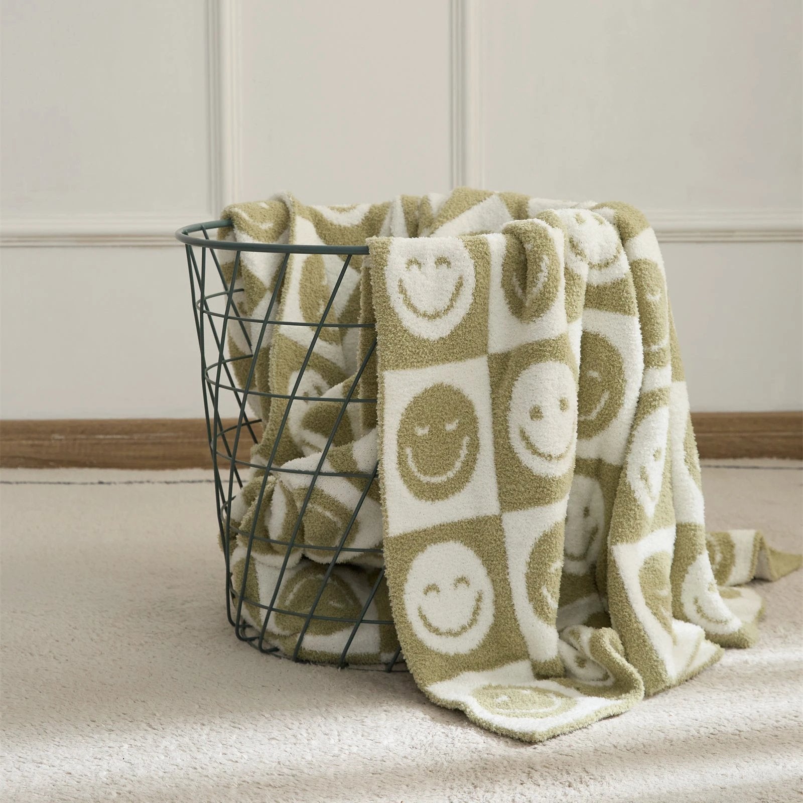 Smiley Checkered Blanket by Bowlift