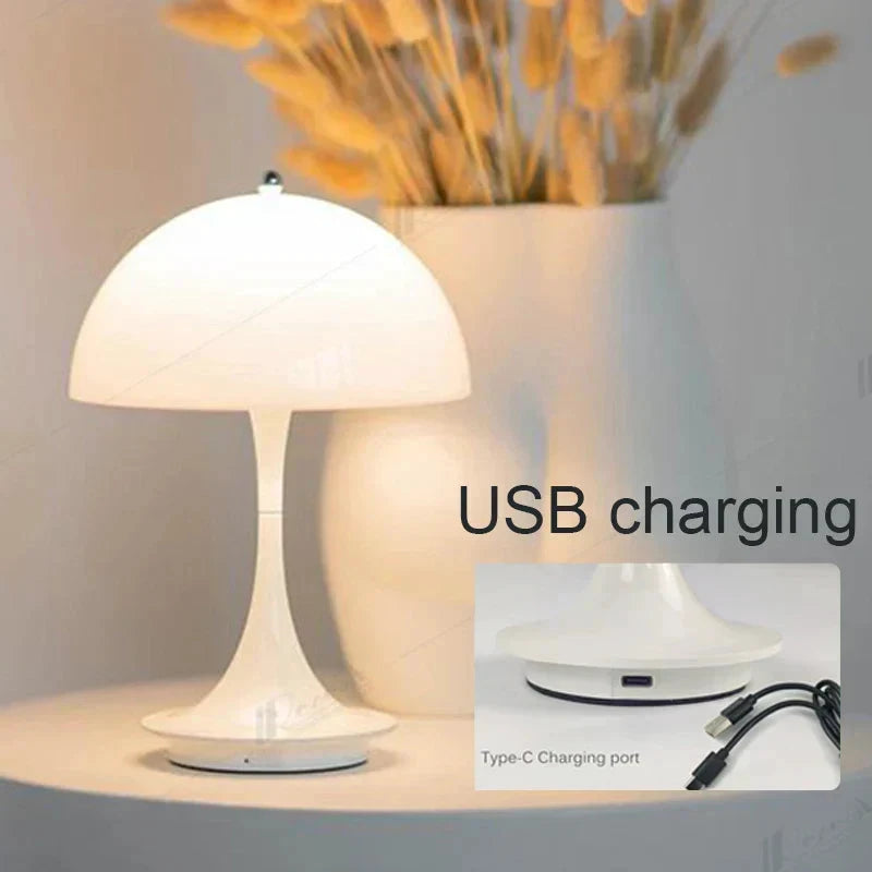 Mushroom 3-Colors-Dimmable Rechargeable LED-Table Lamps Bowlift by Bowlift