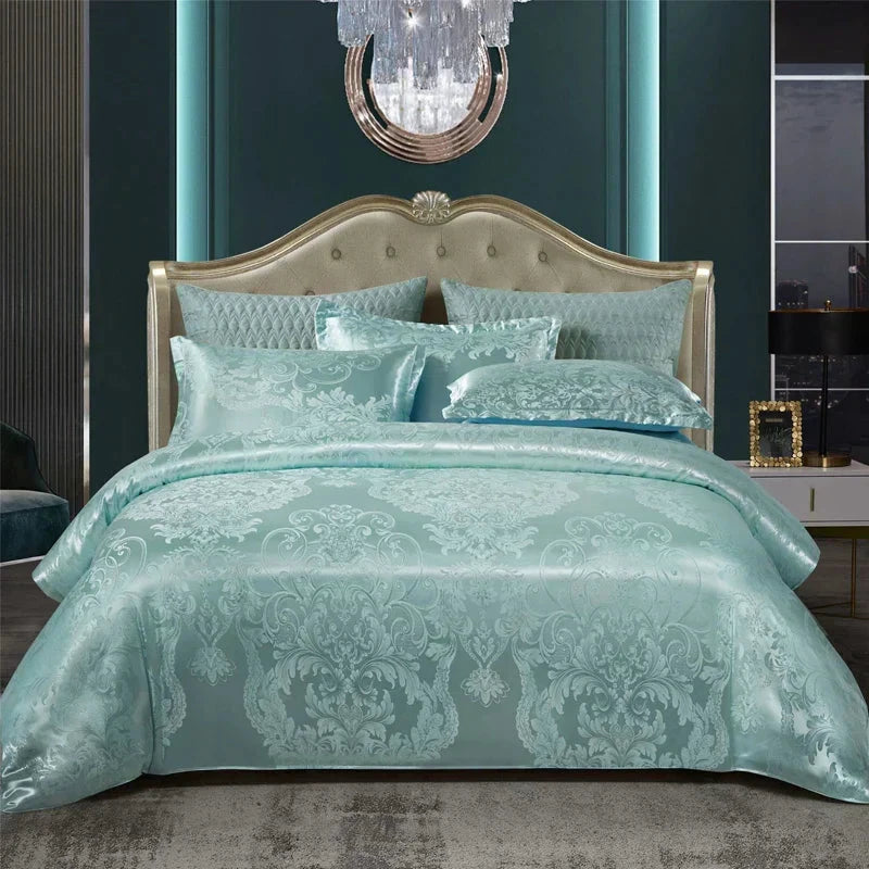 Satin Rayon Jacquard Duvet Cover Set 264x229cm – Luxury Summer Bedding for Comfortable Sleep & Home Décor by BowLift