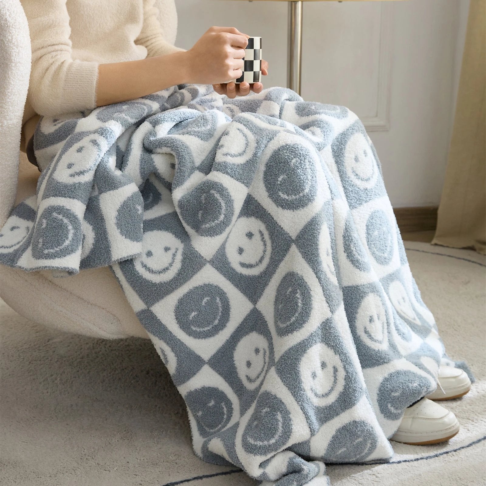 Smiley Checkered Blanket by Bowlift