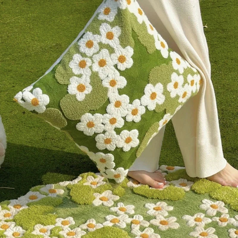 Flower Garden Embroidery Cushion Cover by Bowlift