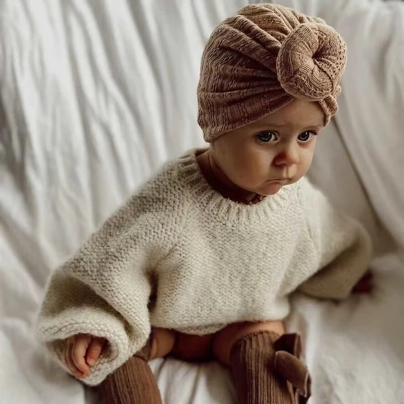 Cozy Knotted Baby Beanie with Bow Headband by BowLift