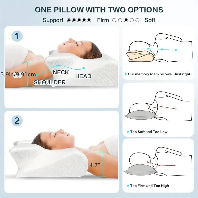 SleepEase Butterfly Memory Foam Pillow – Ergonomic Support for Side and Back Sleepers Bowlift by Bowlift