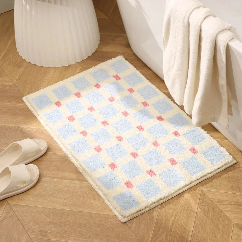 Long Tufting Grids Bathroom Mat by Bowlift