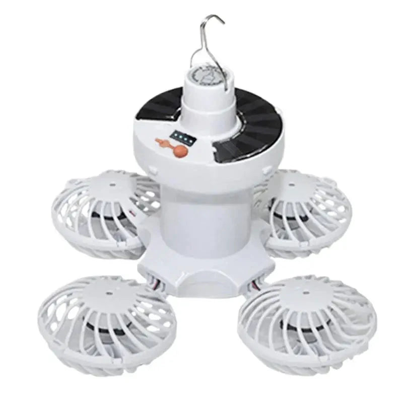 Ventolux Solar Camping Lamp with Fan | Foldable & Portable | 3 Wind Levels & LED Lighting | For Tent, Terrace & Outdoor by BowLift