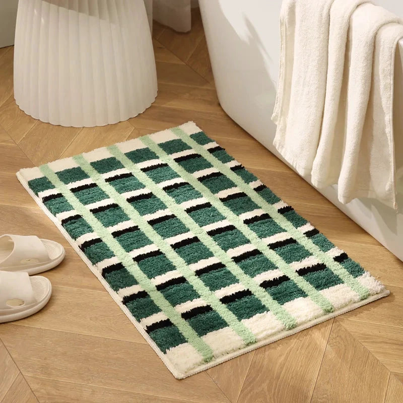 Modern Grid Tufted Bath Mat by Bowlift