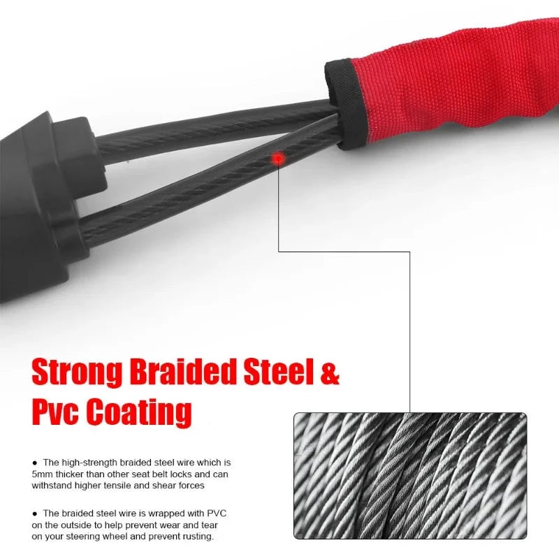 Car Steering Wheel Lock With Seat Belt Socket by BowLift