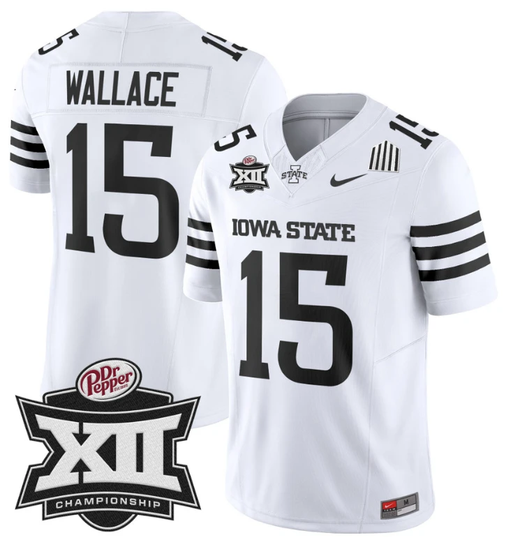 Seneca Wallace Jersey #15 Iowa State 2024 Championship Patch Vapor White Limited by My Store