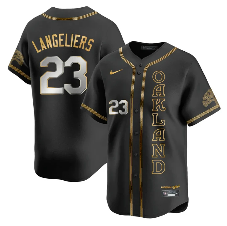 Shea Langeliers Jersey #23 Oakland Athletics City Connect Concept Stitched Black Gold by My Store