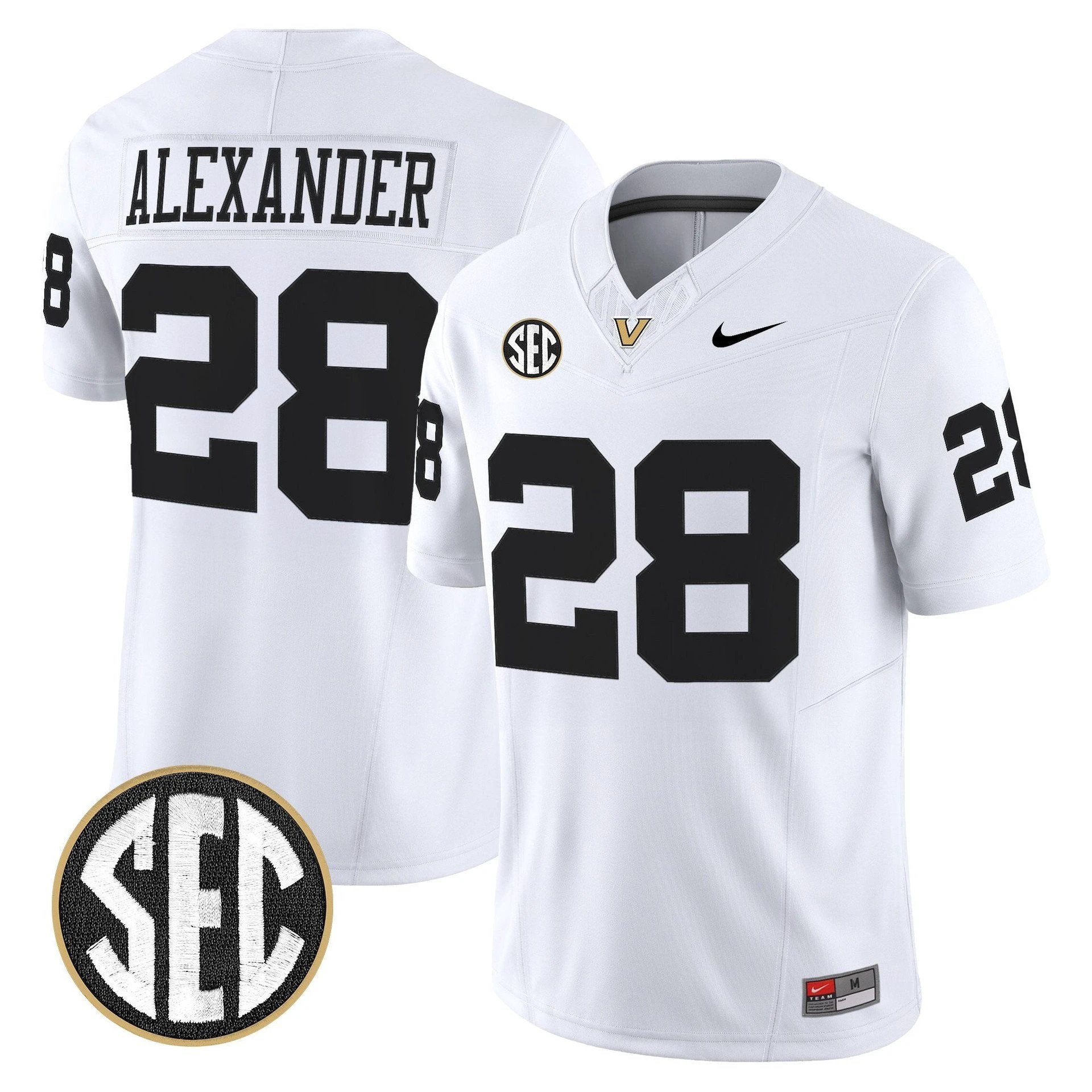 Sedrick Alexander Jersey #28 Vanderbilt Commodores 2025 Limited Stitched White by My Store