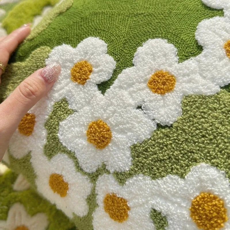 Flower Garden Embroidery Cushion Cover by Bowlift