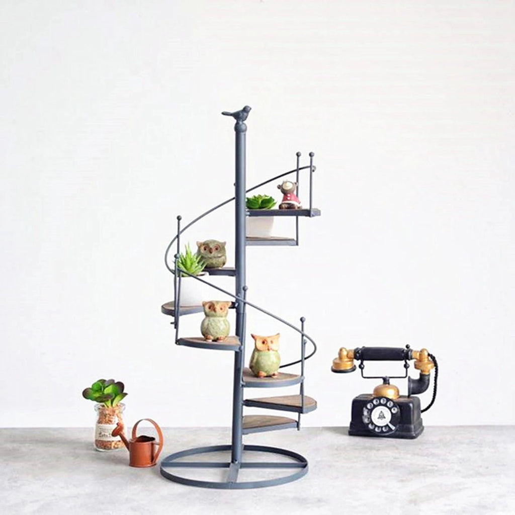 Elegant spiral-shaped plant stand for balcony and garden arrangements Bowlift by Bowlift