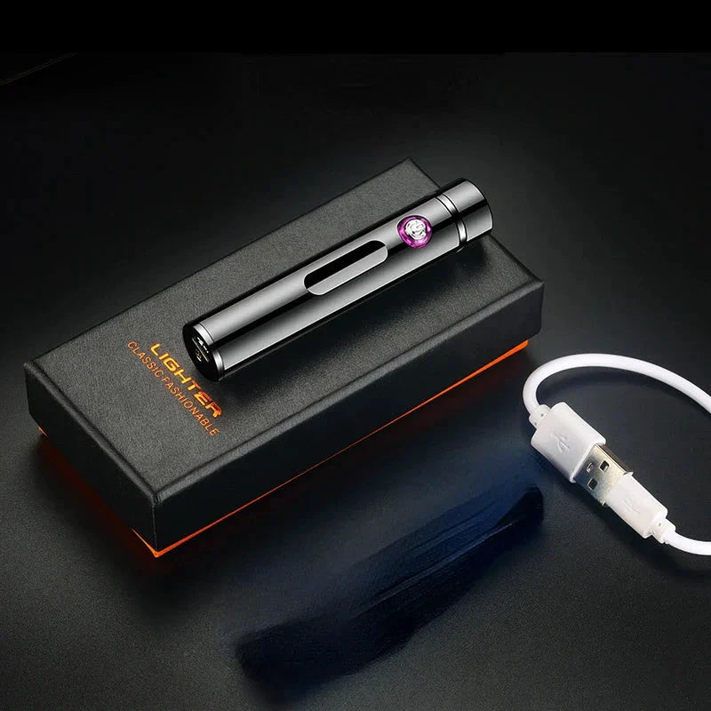 Voltrino Cylinder USB lighter | Double arc technology | Rechargeable & windproof | Noble metal casing for men by BowLift