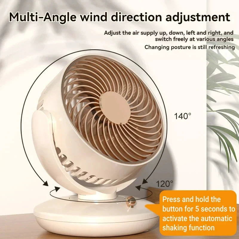 BreezeLoop Table Fan with 360° Rotation | USB Fan with 3 Speeds & Battery | Quiet & Compact | For Office, Bedroom & Home by BowLift