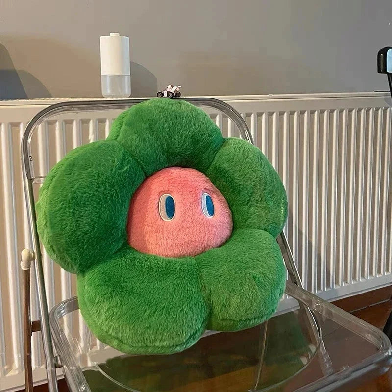 Fluffy Flower Cushion with Eyes by Bowlift