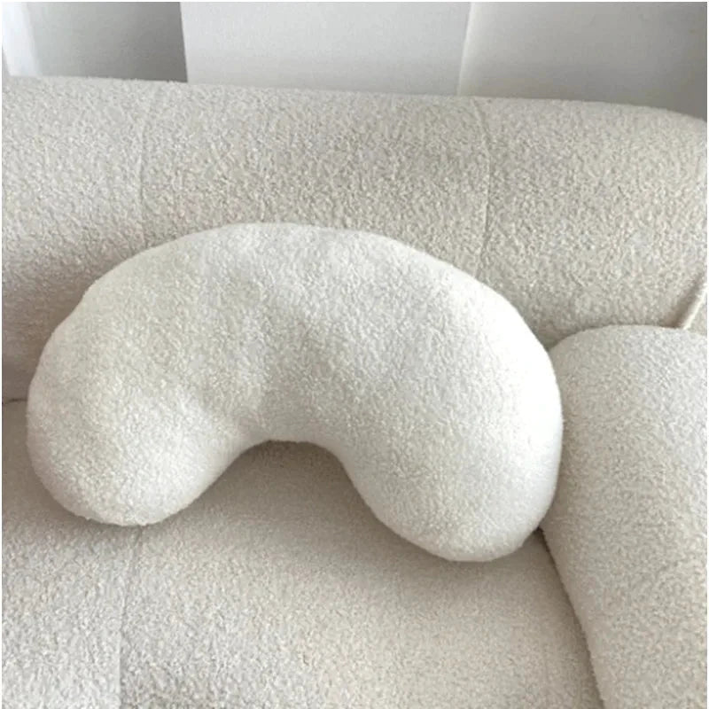Nordic Bouclé Abstract Cushion – Minimalist Plush Pillow by Bowlift