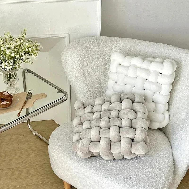 Chunky Woven Knot Cushion by Bowlift