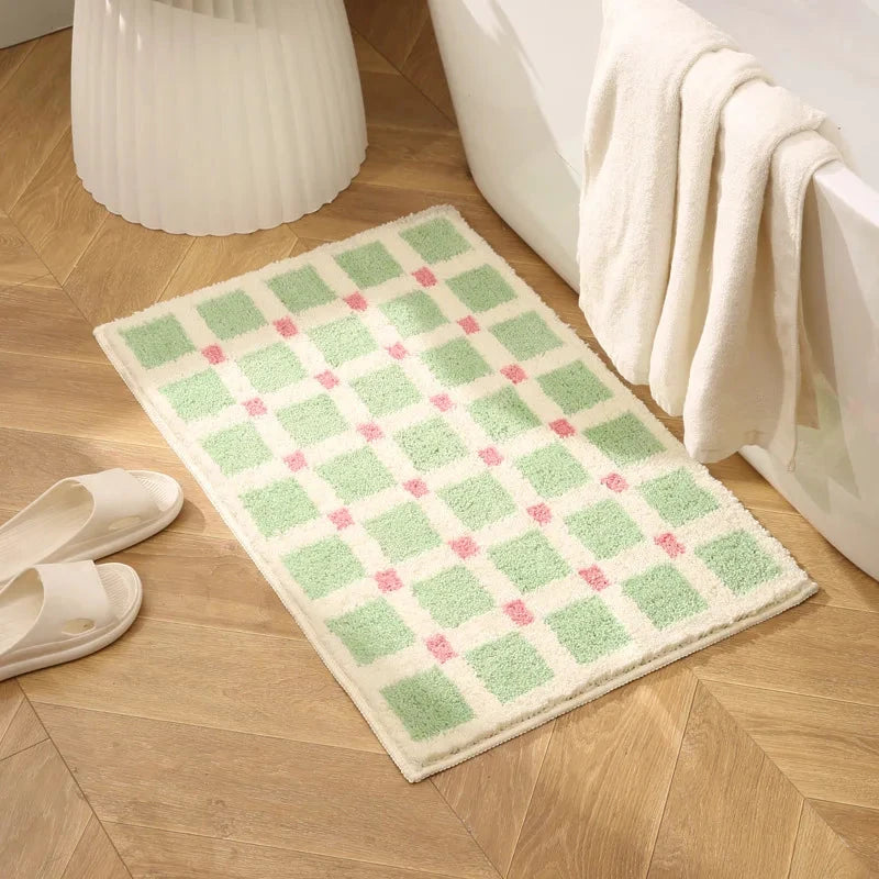 Long Tufting Grids Bathroom Mat by Bowlift