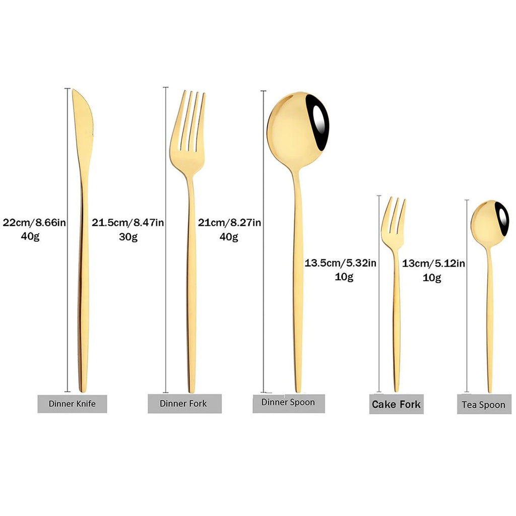 Stainless Steel Premium Dinnerware Set - Includes Steak Knife, Fork, Coffee Spoon, Teaspoon and Flatware Bowlift by Bowlift