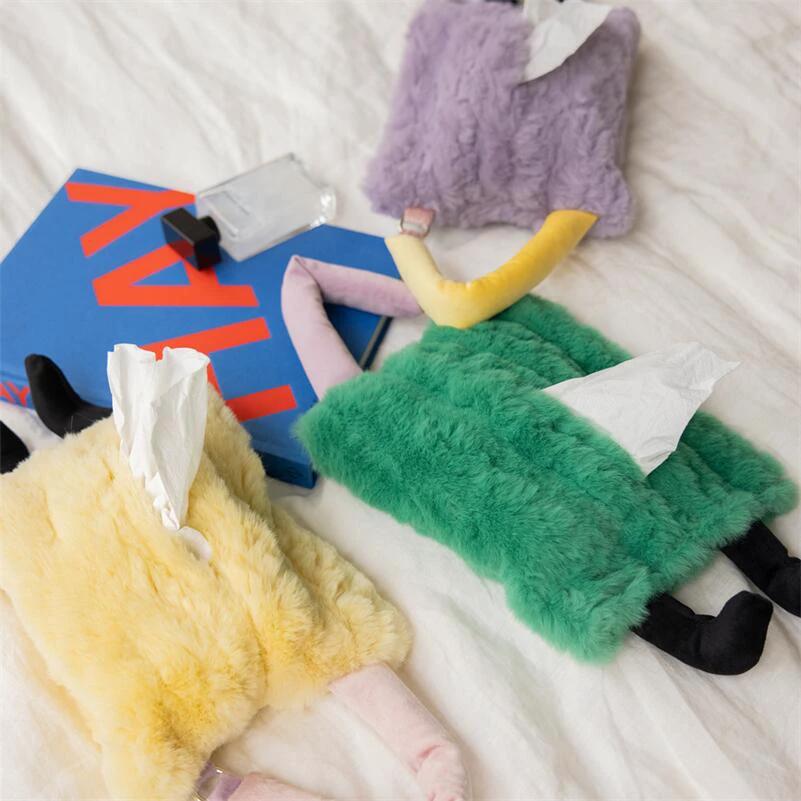 Furry Colourful Tissue Holder by Bowlift