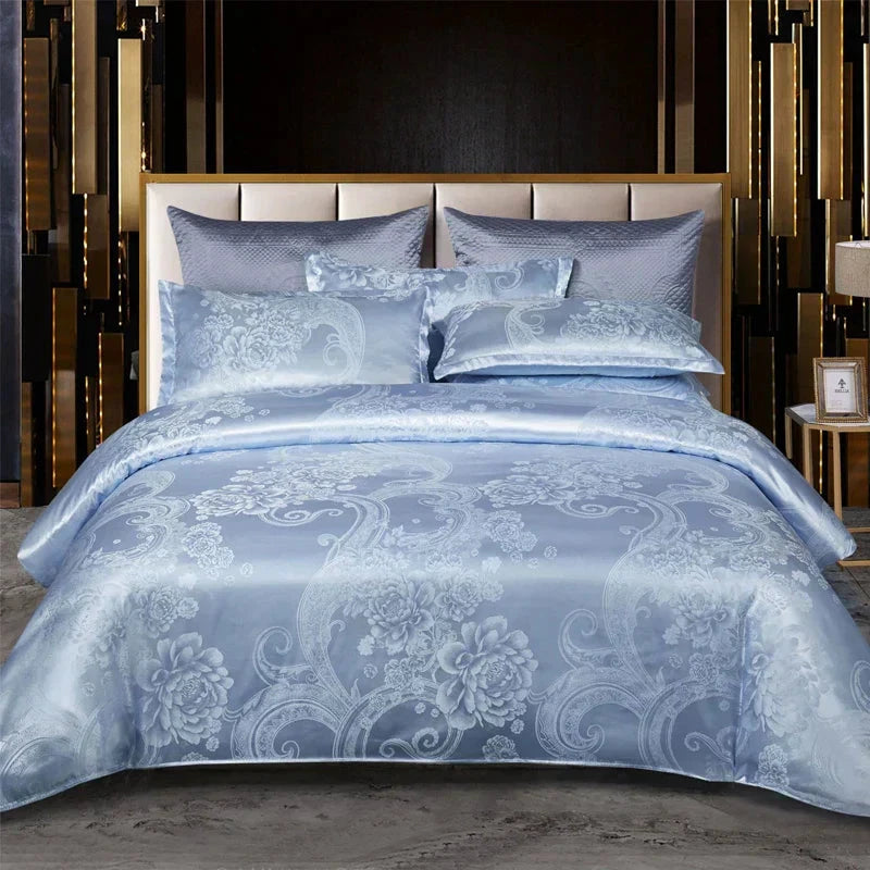 Satin Rayon Jacquard Duvet Cover Set 264x229cm – Luxury Summer Bedding for Comfortable Sleep & Home Décor by BowLift