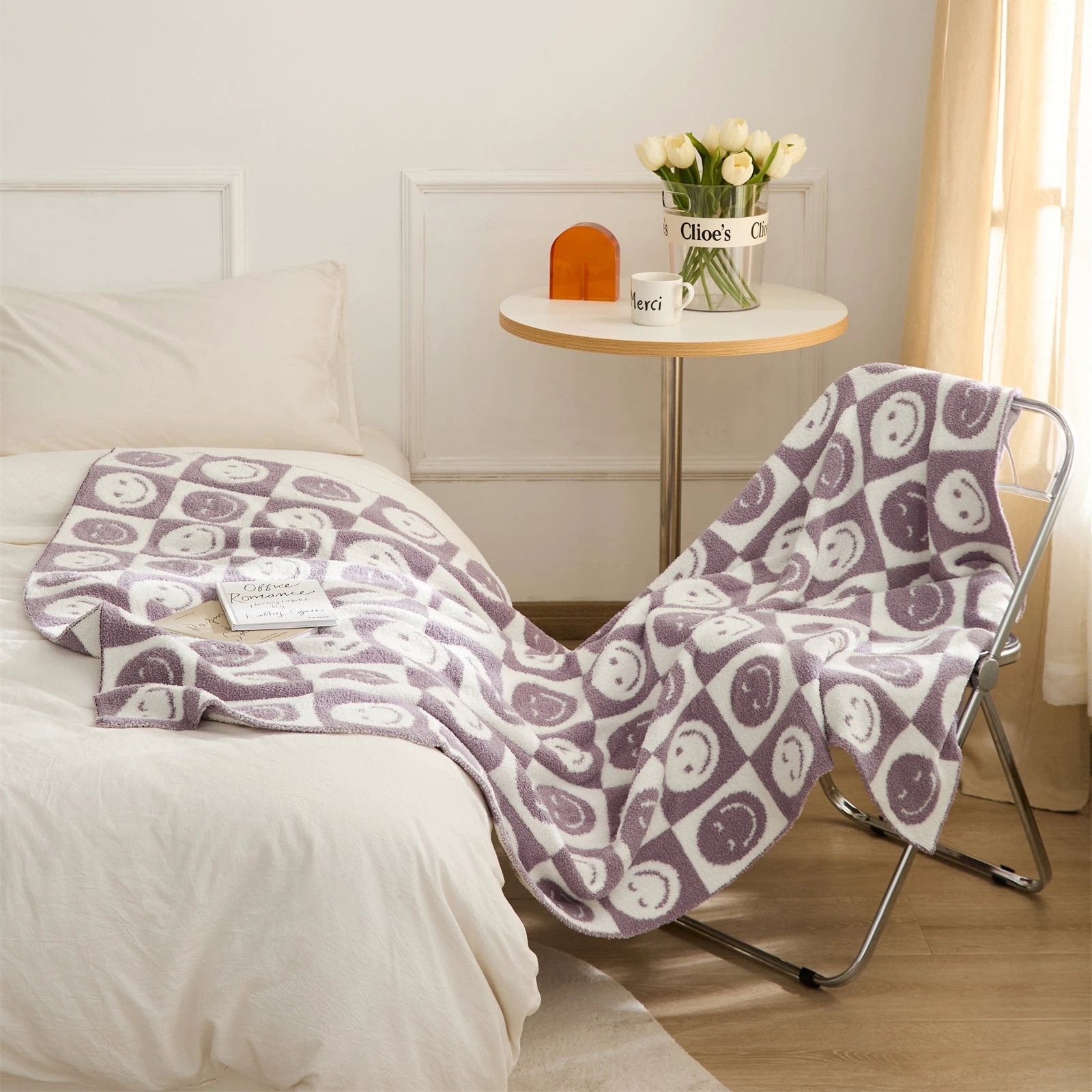 Smiley Checkered Blanket by Bowlift