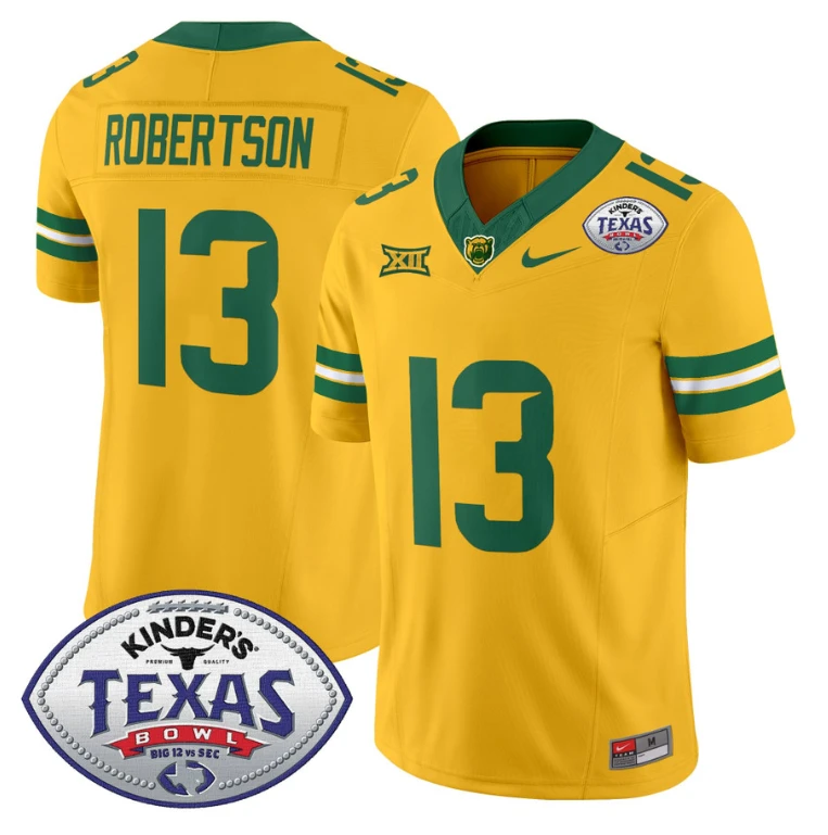 Sawyer Robertson Jersey #13 Baylor Bears 2024 Texas Bowl Football Stitched Gold by My Store