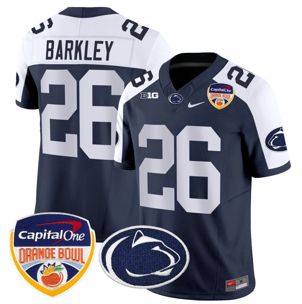 Saquon Barkley Jersey #26 Penn State Orange Bowl Patch Stitched Navy Alternate by NCAA Football Jersey
