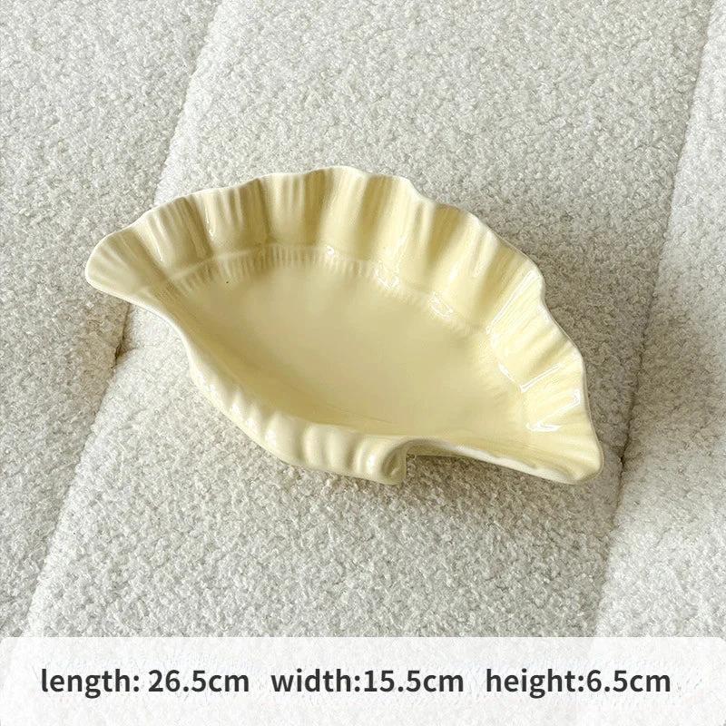 Cream Ceramic Shell Plate by Bowlift