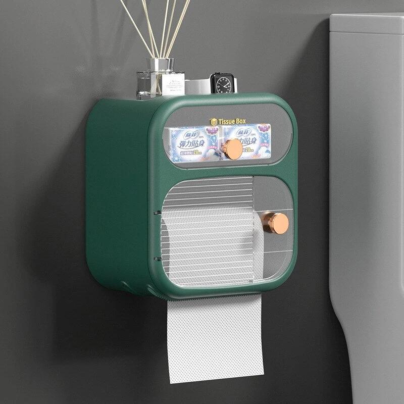 MultiBox Wall-Mounted Toilet Paper Towel Storage Box by BowLift
