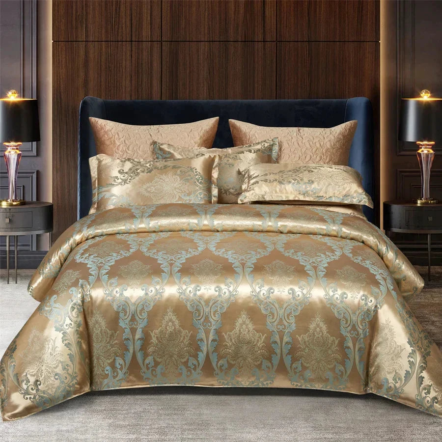 Satin Rayon Jacquard Duvet Cover Set 264x229cm – Luxury Summer Bedding for Comfortable Sleep & Home Décor by BowLift