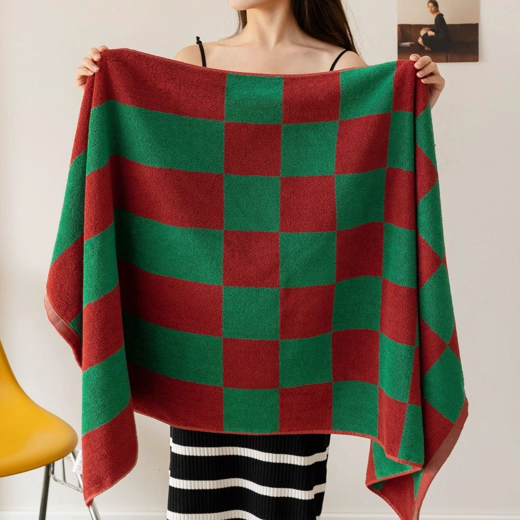 Checkered Cotton Towel - 2 Colours by Bowlift