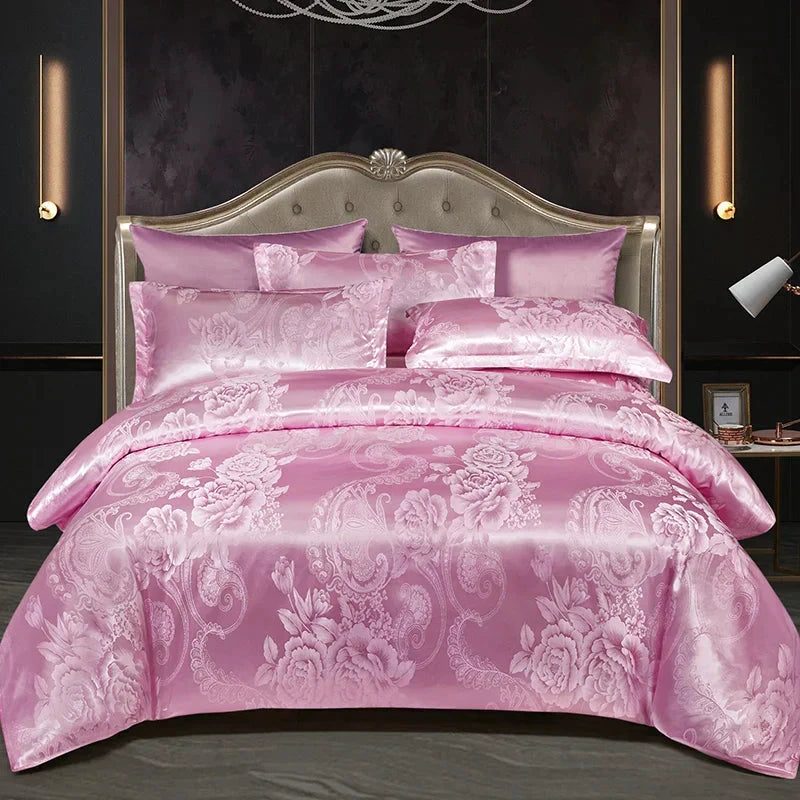 Satin Rayon Jacquard Duvet Cover Set 264x229cm – Luxury Summer Bedding for Comfortable Sleep & Home Décor by BowLift