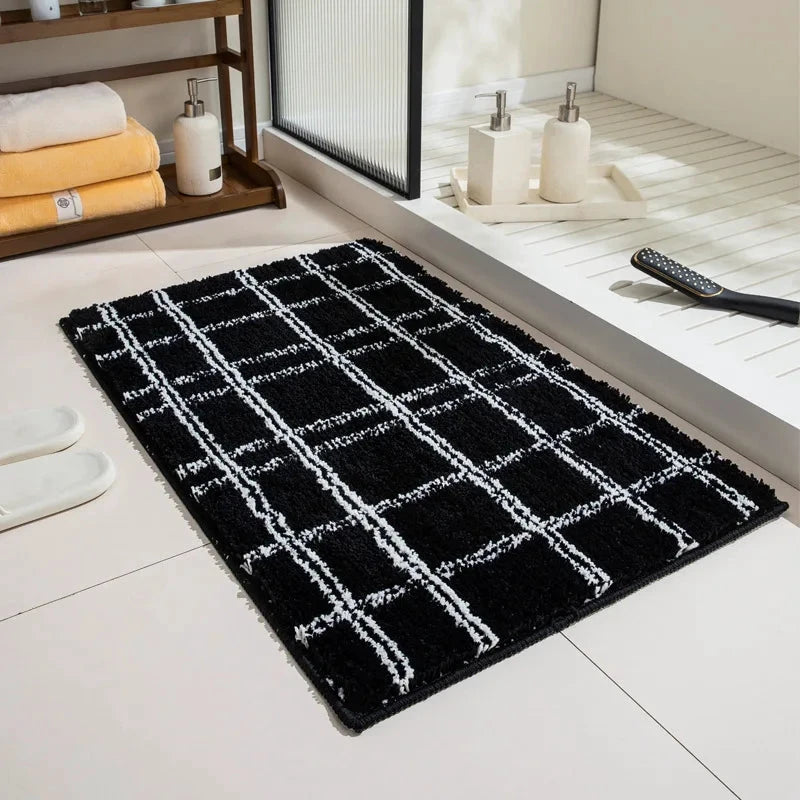Modern Grid Tufted Bath Mat by Bowlift
