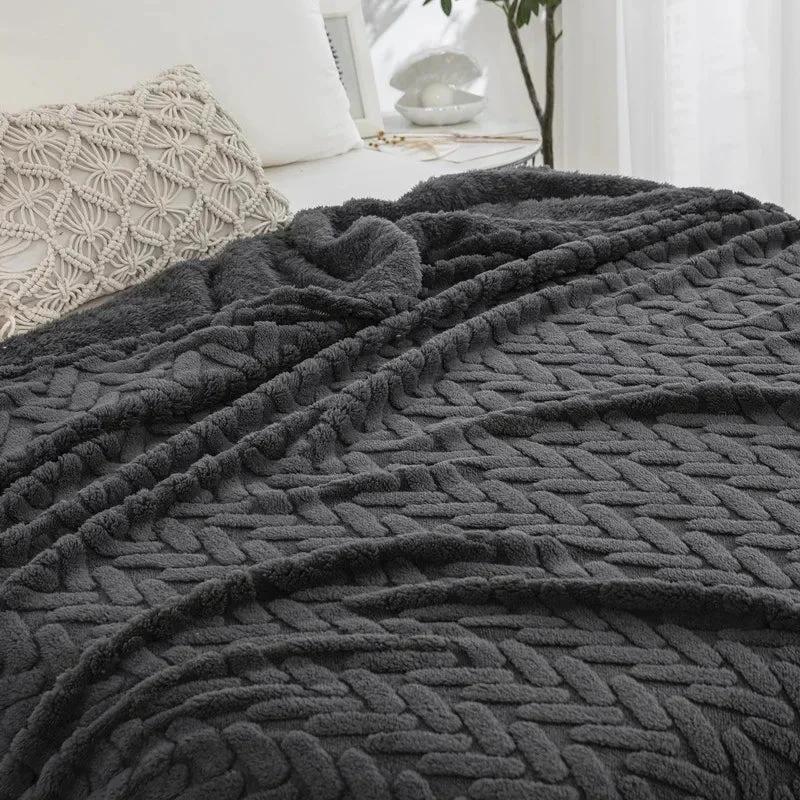 Jacquard Fleece Blanket CozyWeave | Single Layer & Double Sided | Soft Tafu & Shu Cotton Fleece | For Autumn & Winter by BowLift
