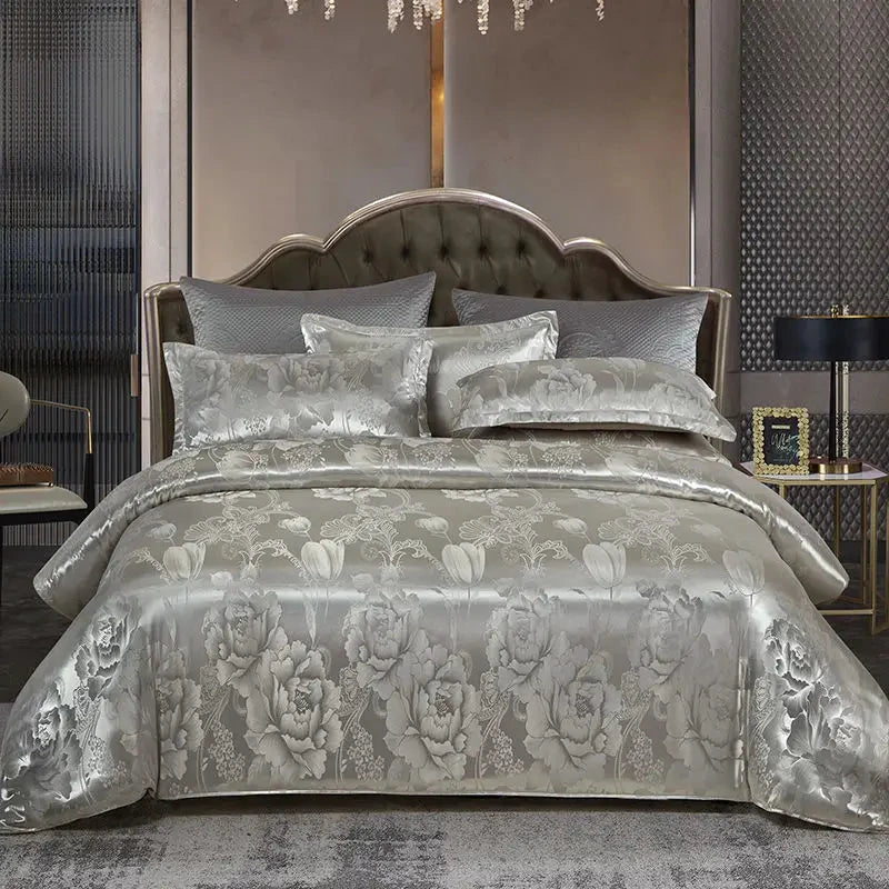 Satin Rayon Jacquard Duvet Cover Set 264x229cm – Luxury Summer Bedding for Comfortable Sleep & Home Décor by BowLift