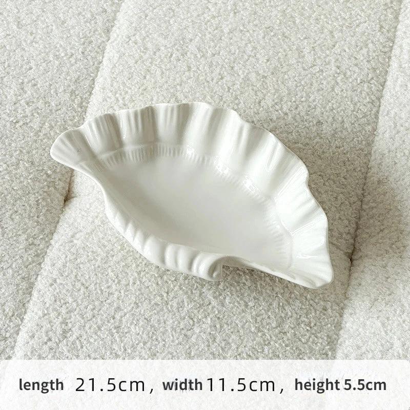 Cream Ceramic Shell Plate by Bowlift