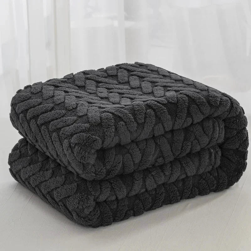 Jacquard Fleece Blanket CozyWeave | Single Layer & Double Sided | Soft Tafu & Shu Cotton Fleece | For Autumn & Winter by BowLift