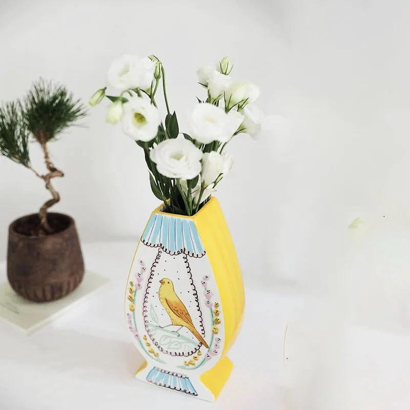 Vintage Illustration Ceramic Vase by Bowlift