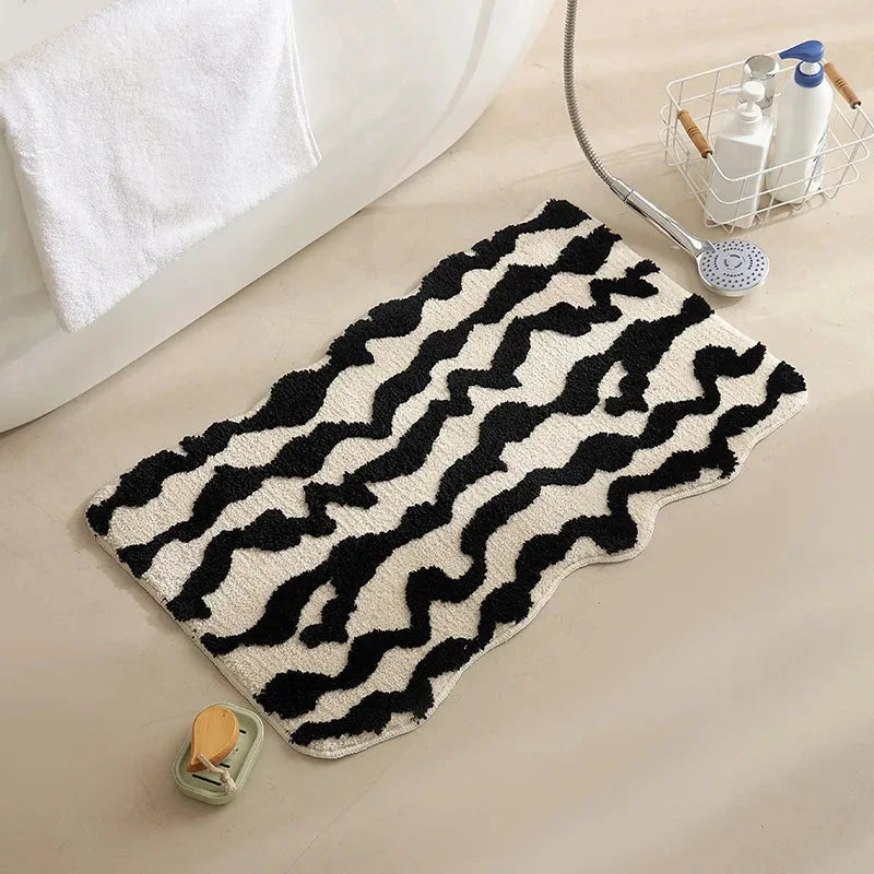 Abstract Grid Tufted Bath Mat by Bowlift