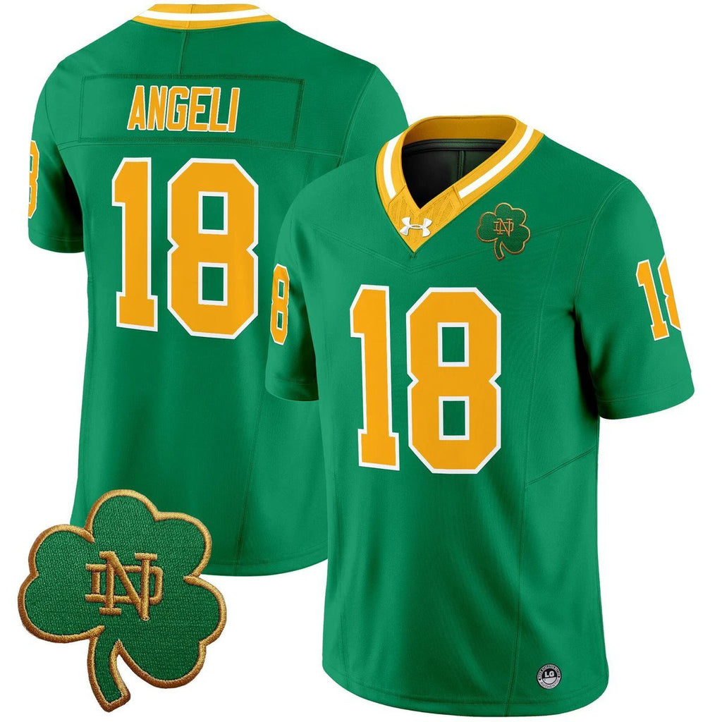 Steve Angeli Jersey #18 Notre Dame 2025 Vapor Limited V3 Stitched Throwback by My Store NCAA Football Jerseys