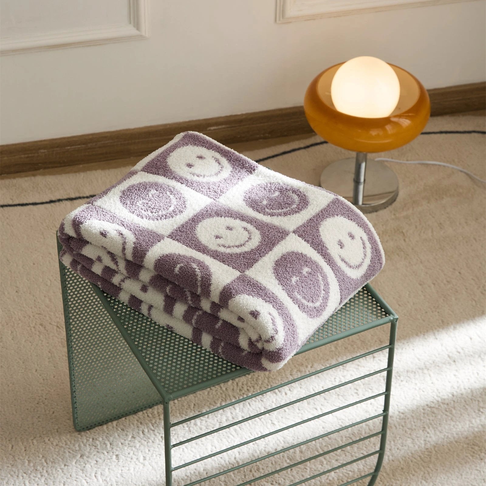 Smiley Checkered Blanket by Bowlift