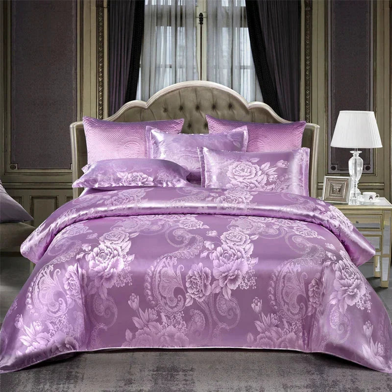 Satin Rayon Jacquard Duvet Cover Set 264x229cm – Luxury Summer Bedding for Comfortable Sleep & Home Décor by BowLift