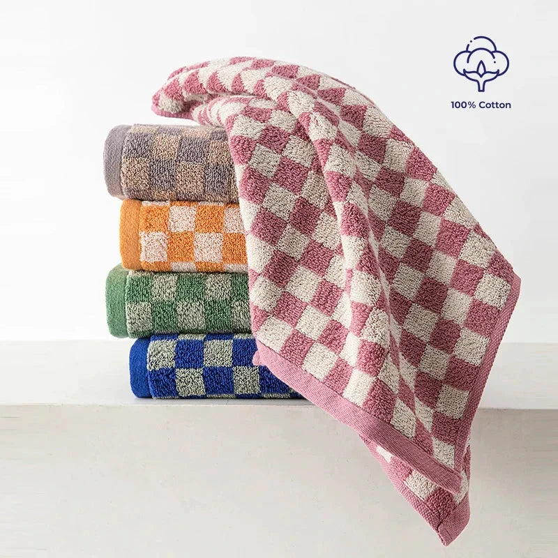 Checkered Cotton Hand Towels by Bowlift
