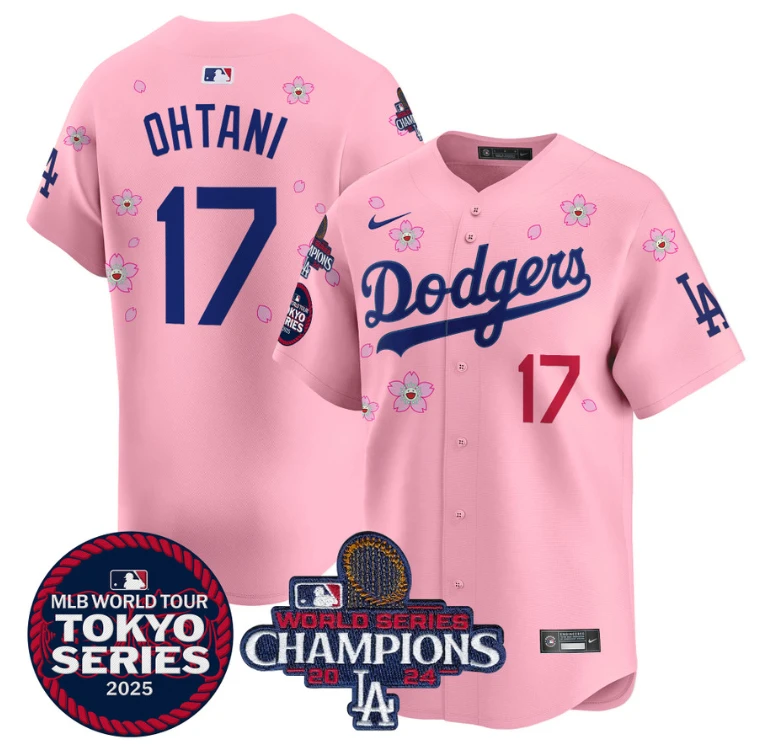 Shohei Ohtani Jersey #17 Dodgers Tokyo Series 2025 World Series Champions Patch Cherry Blossom by My Store
