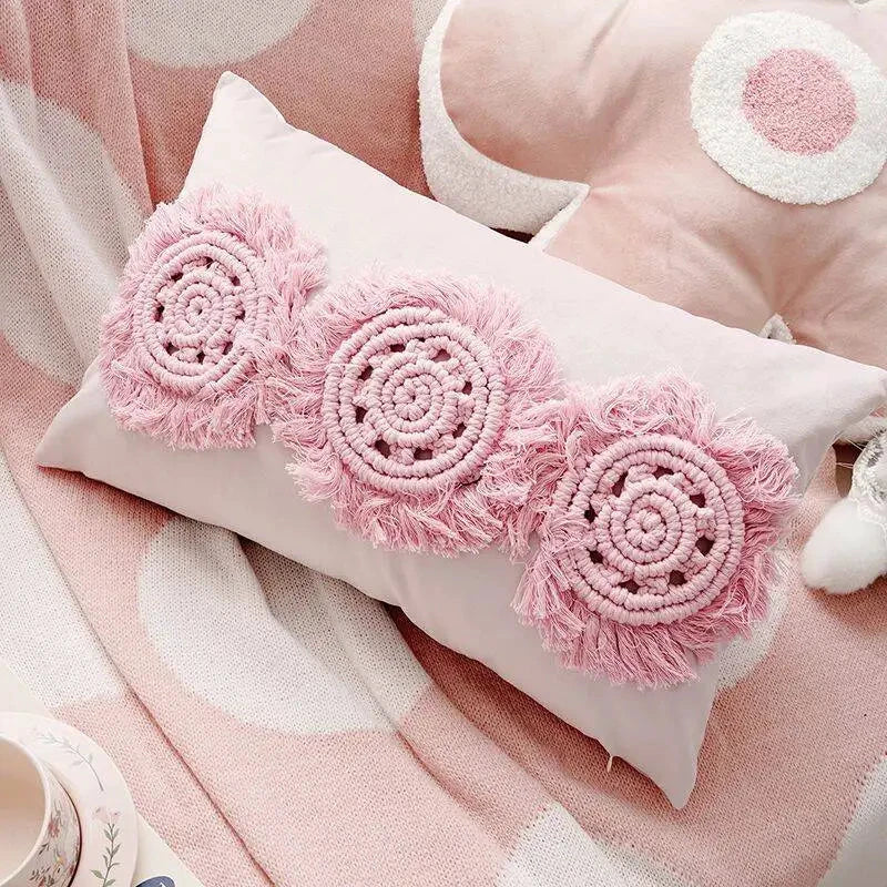 Pink Blossom Tufted Cushion Cover by Bowlift