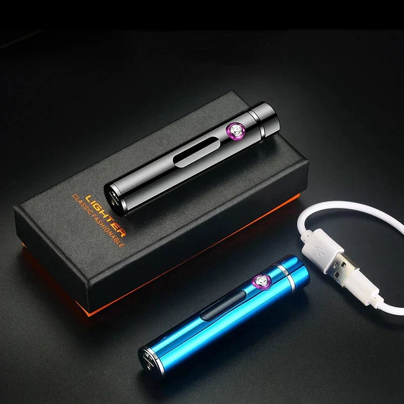 Voltrino Cylinder USB lighter | Double arc technology | Rechargeable & windproof | Noble metal casing for men by BowLift