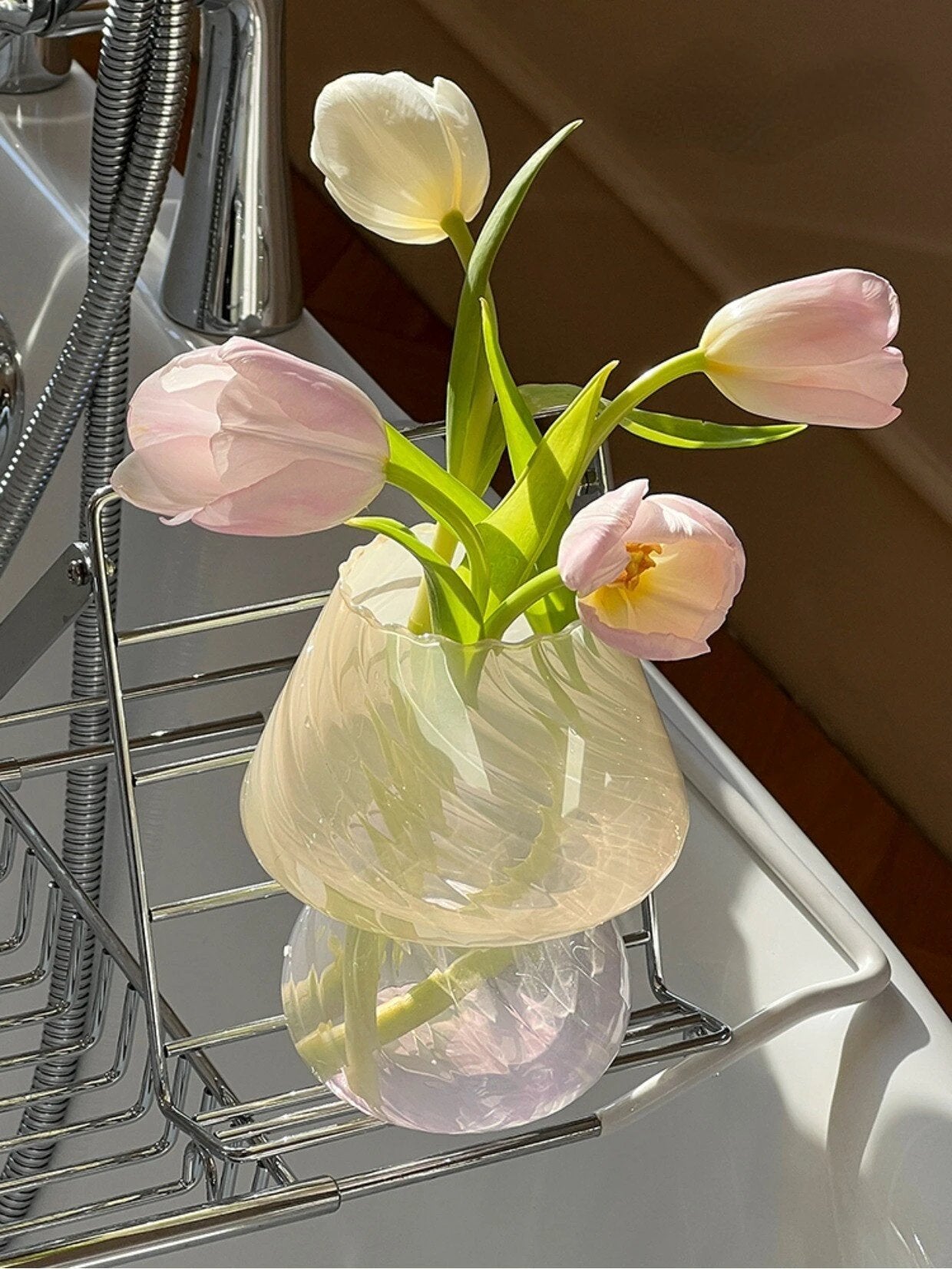 Nordic Stripy Glass Vase by Bowlift