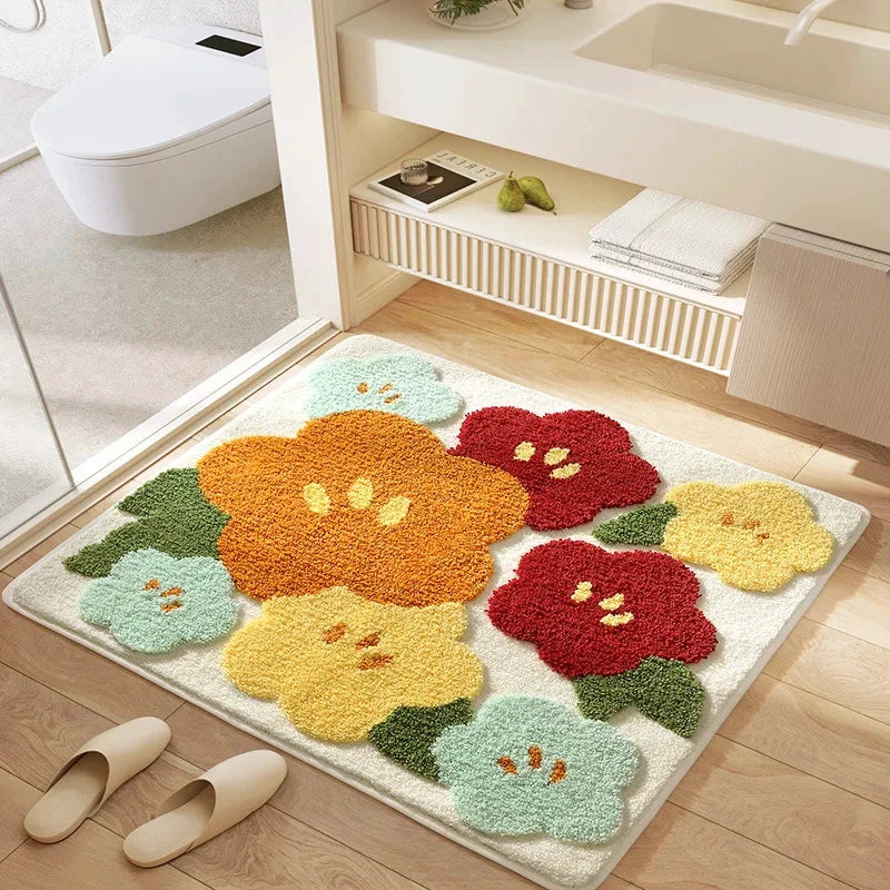 Flower Garden Bath Mat by Bowlift